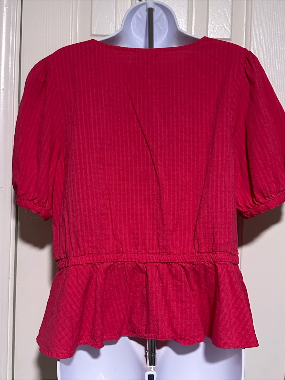 Liz Claiborne Raspberry V-Neck Peplum Blouse - Picture 2 of 5
